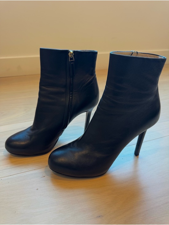 CHANEL Shoes - CHANEL Black Leather Platform Ankle Booties 40.5